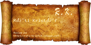 Réti Kristóf névjegykártya